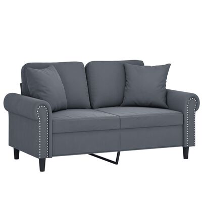 vidaXL 2-Sitzer-Sofa mit Zierkissen Dunkelgrau 120 cm Samt