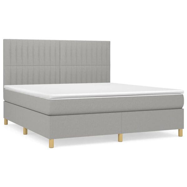 vidaXL Boxspringbett mit Matratze Hellgrau 160x200 cm Stoff