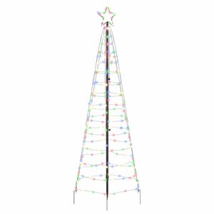 vidaXL LED Weihnachtsbaum mit Erdspie&szlig;en Mehrfarbig 250 cm Eisen