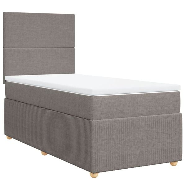 vidaXL Boxspringbett mit Matratze Taupe 90x200 cm Stoff