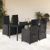 vidaXL 5-tlg. Garten-Essgruppe mit Kissen Schwarz Poly Rattan