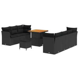 vidaXL Gartensofa-set 10 pcs Schwarz Poly-Rattan