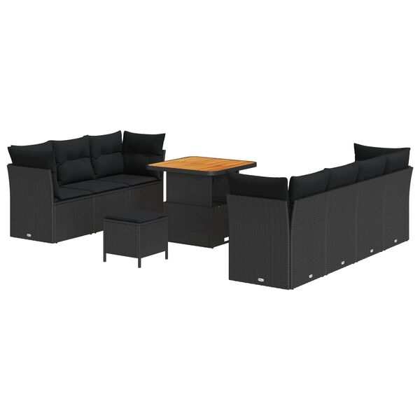 vidaXL Gartensofa-set 10 pcs Schwarz Poly-Rattan