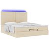 vidaXL Ottoman-Bett mit Matratzen & LEDs Creme 200x200 cm Stoff