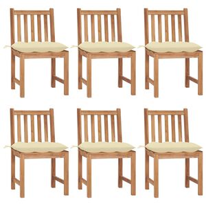 vidaXL Gartenst&uuml;hle 6 Stk. mit Kissen Massivholz Teak