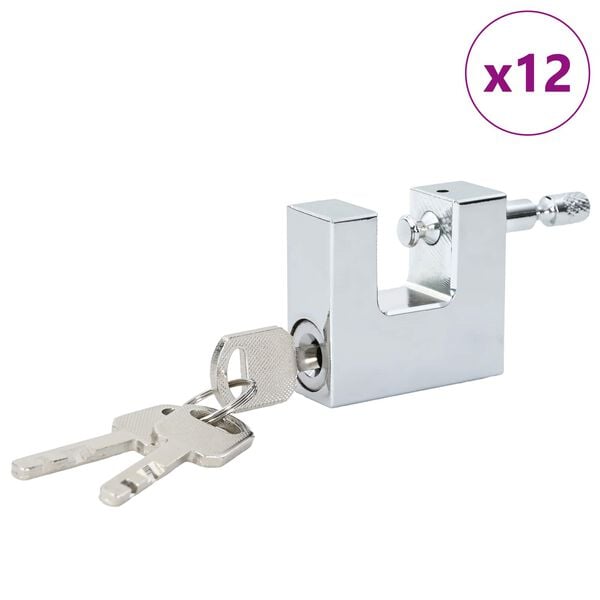 vidaXL Vorh&auml;ngeschloss 12 pcs Silber 5 x 1,9 x 4,5 cm Eisen