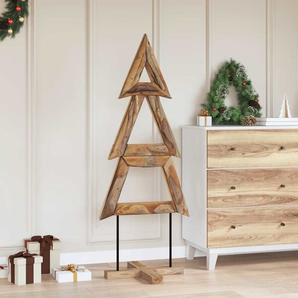 vidaXL Weihnachtsbaum mit St&auml;nder Braun 149,5 cm Massivholz Teak