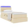 vidaXL Bett mit Stauraum und LED mit Matratze Creme 100 x 200 cm Stoff