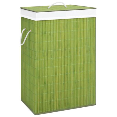 vidaXL Bambus-Wäschekorb mit 2 Fächern Grün 72 L