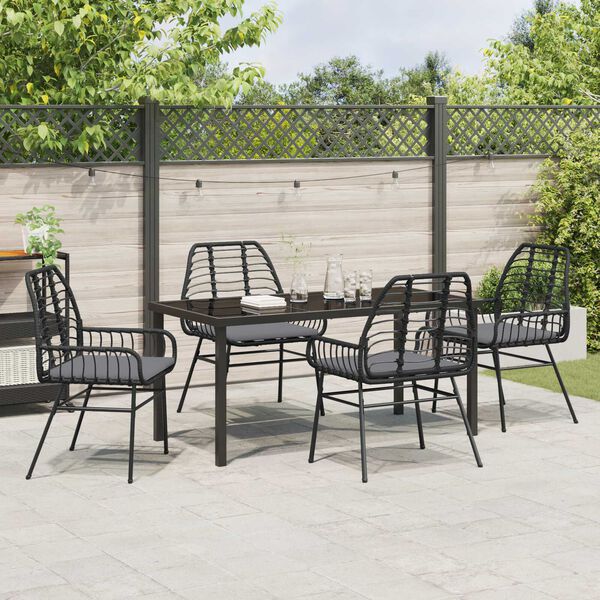 vidaXL Garten Essgruppe 5 pcs Schwarz Poly-Rattan