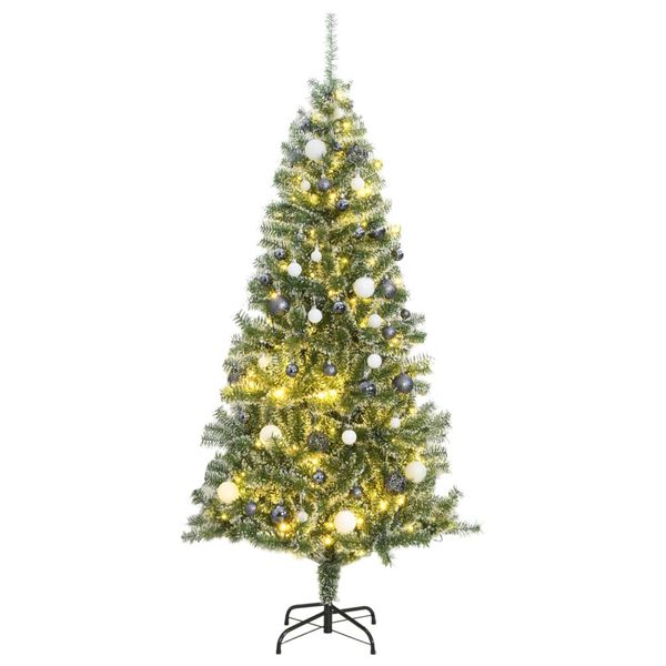 vidaXL K&uuml;nstlicher Weihnachtsbaum 300 LEDs & Kugeln Beschneit 240 cm