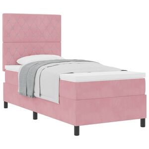 vidaXL Boxspringbett mit Matratze mit Kopfteil Rosa 90 x 190 cm Stoff