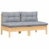 vidaXL 2-Sitzer-Gartensofa mit Grauen Kissen Massivholz Kiefer