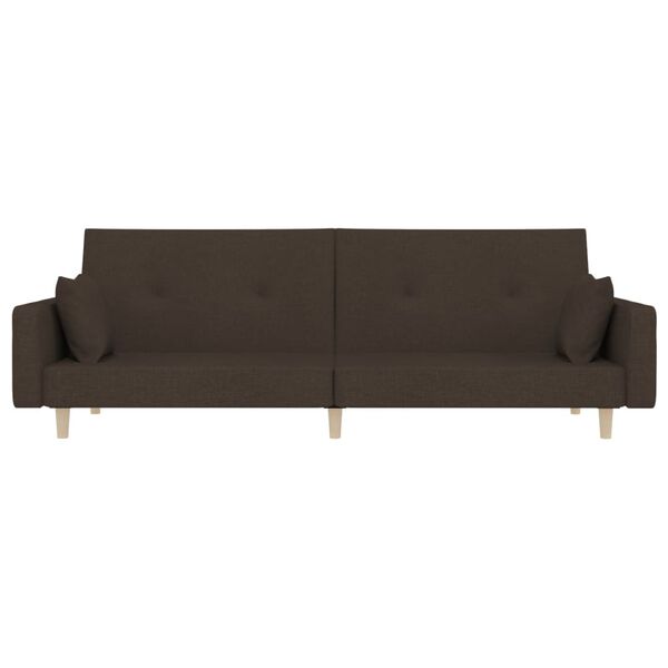 vidaXL Schlafsofa 2-Sitzer mit 2 Kissen Dunkelbraun Stoff