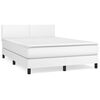 vidaXL Boxspringbett mit Matratze Wei&szlig; 140x200 cm Kunstleder
