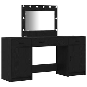 vidaXL Schminktisch 3 pcs Schwarz 78,5 x 41 x 135 cm Holzwerkstoff