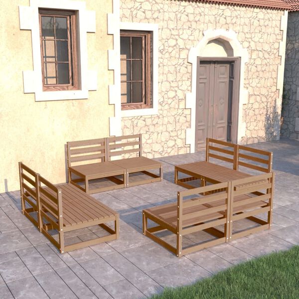 vidaXL 8-tlg. Garten-Lounge-Set Honigbraun Massivholz Kiefer