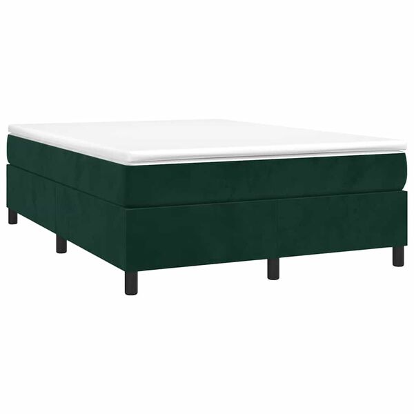 vidaXL Boxspringbett mit Matratze Dunkelgr&uuml;n 140x190 cm Samt