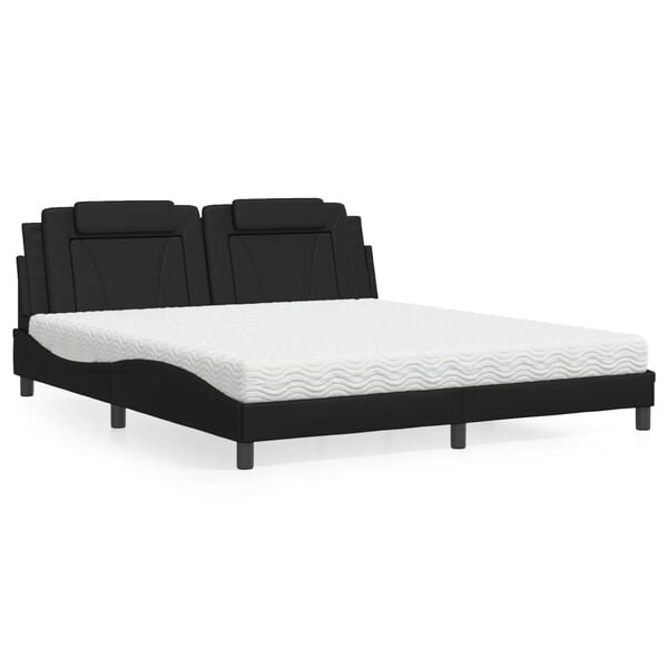 vidaXL Bett "Viana" mit Matratze Schwarz 180x200 cm Kunstleder