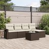 vidaXL 6-tlg. Garten-Sofagarnitur mit Kissen Braun Poly Rattan