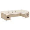 vidaXL 10-tlg. Garten-Sofagarnitur mit Kissen Beige Poly Rattan