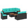 vidaXL 9-tlg. Garten-Sofagarnitur mit Kissen Schwarz Poly Rattan