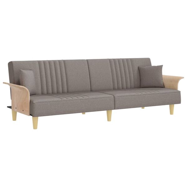 vidaXL Schlafsofa mit Armlehnen Taupe Stoff