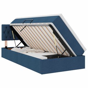 vidaXL Bett mit Stauraum und LED mit Matratze Blau 90 x 190 cm Stoff