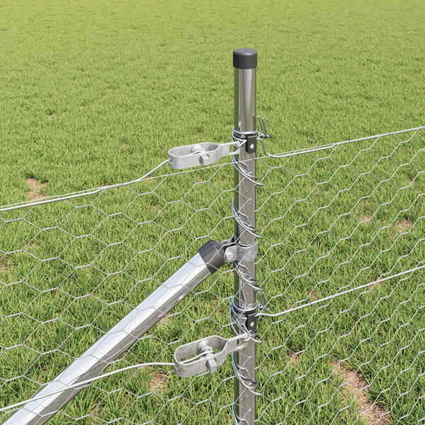 vidaXL Zaunpfosten Silber 100 x 0,5 m (36 mm Maschenweite) Stahl