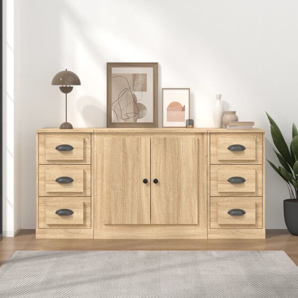 vidaXL Sideboards 3 Stk. Sonoma-Eiche Holzwerkstoff