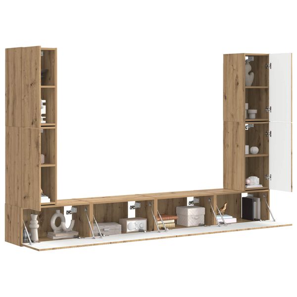 vidaXL TV-Schrankset 8 pcs Artisan-Eiche Holzwerkstoff