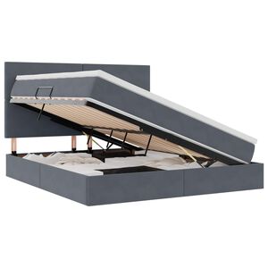 vidaXL Bett mit Stauraum und LED mit LED Dunkelgrau 160 x 200 cm Samt