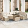 vidaXL Garten-Sofa-Set mit Kissen mit Speicher 9 pcs Beige Poly Rattan
