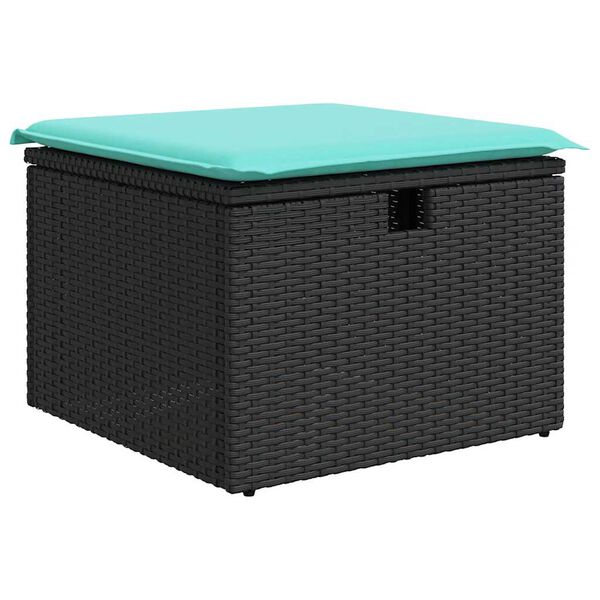 vidaXL 2-tlg. Garten-Sofagarnitur mit Kissen Schwarz Poly Rattan