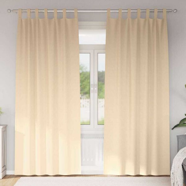 vidaXL Verdunkelungs-Vorh&auml;nge mit Ringen 2 pcs Creme 260 x 140 cm