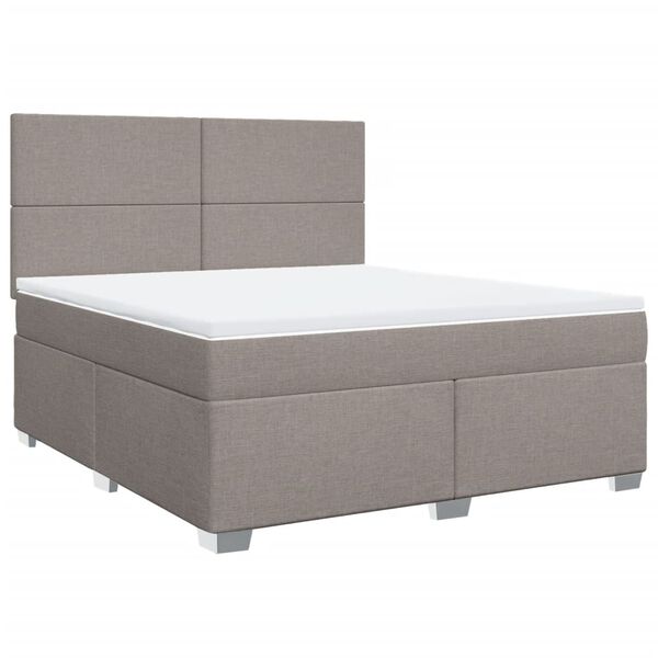 vidaXL Boxspringbett mit Matratze Taupe 180x200 cm Stoff