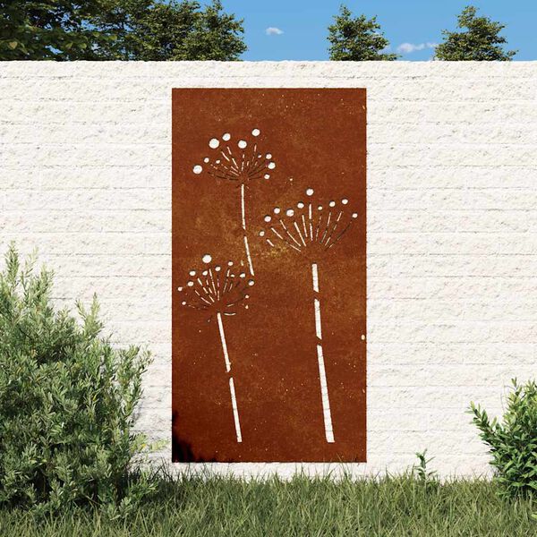 vidaXL Garten-Wanddeko 105x55 cm Cortenstahl Blumen-Design