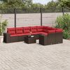 vidaXL 10-teiliges Gartensofa-Set mit Kissen, braun, Polyrattan