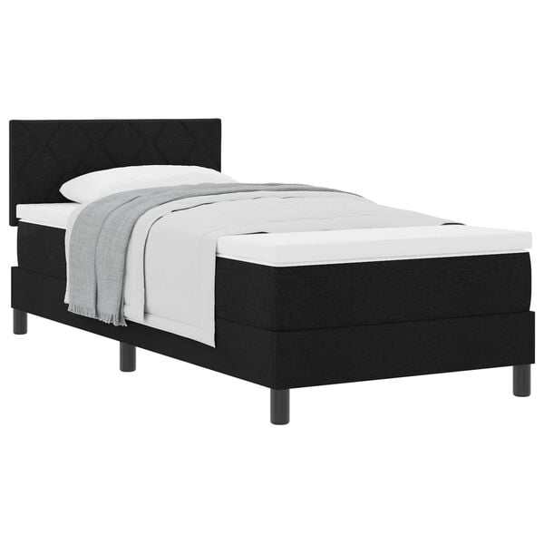 vidaXL Boxspringbett mit Matratze Schwarz 90 x 200 cm Stoff