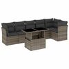 vidaXL 7-tlg. Garten-Sofagarnitur mit Kissen Grau Poly Rattan