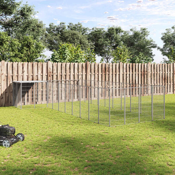 vidaXL Hundezwinger Silbern 13,31 m² Stahl