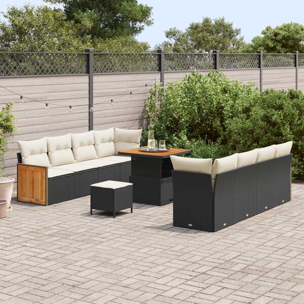 vidaXL Garten-Sofa-Set 11 pcs Schwarz und Creme 80 x 80 x 71 cm