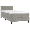 vidaXL Boxspringbett mit Matratze & LED Hellgrau 90x190 cm Samt