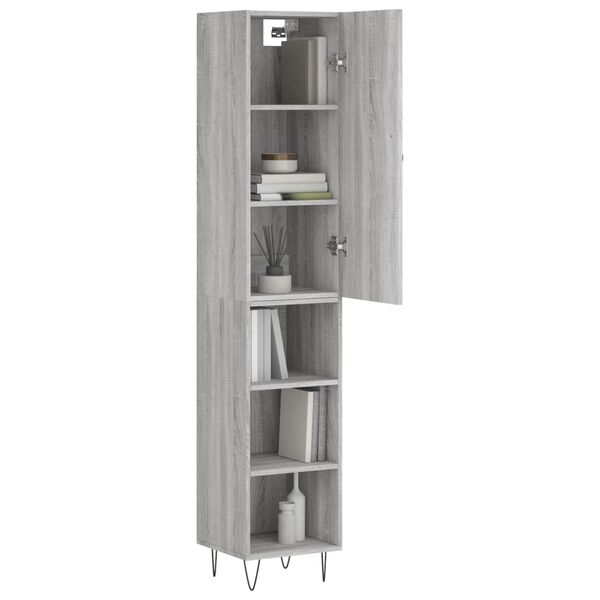 vidaXL Highboard Grau Sonoma 34,5x34x180 cm Holzwerkstoff