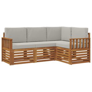 vidaXL Outdoor-Sofagarnitur 4 stk. Nat&uuml;rlich und Hellgrau Polyester