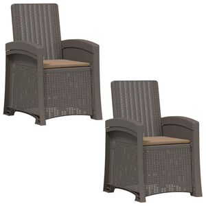 vidaXL Liegesessel Garten Rattan-Optik 2 stk. Hellgrau und Taupe PP