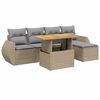 vidaXL 6-tlg. Garten-Sofagarnitur mit Kissen Beige Poly Rattan