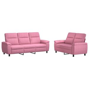 vidaXL Sofa-Set 2 pcs Rosa Stoff