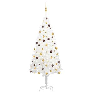 vidaXL K&uuml;nstlicher Weihnachtsbaum mit Beleuchtung & Kugeln Wei&szlig; 240 cm