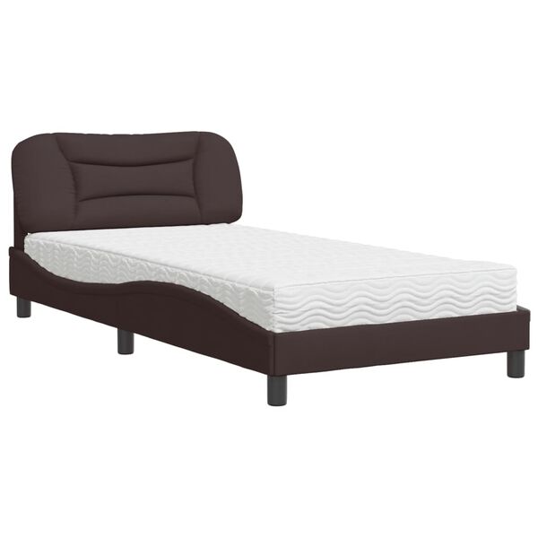 vidaXL Bett mit Matratze "Hvar" Dunkelbraun 100x200 cm Stoff